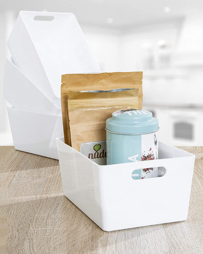 Wham White Rectangular Studio Basket 4.02 3.9 Litre (4 Pack Bundle)