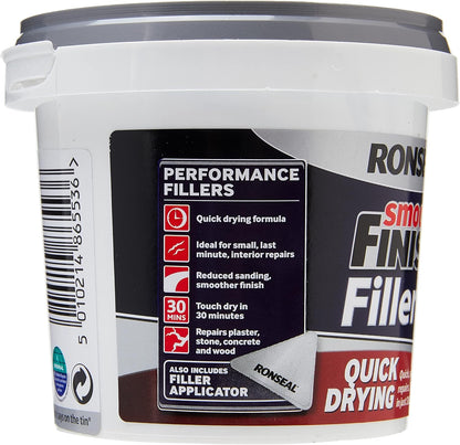 Ronseal Smooth Finish, Quick Drying Filler | White | 1 x 600g Tub