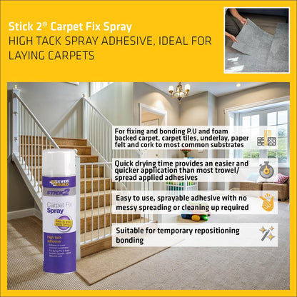 Everbuild Stick2 Carpet Fix Spray Adhesive | High Tack Spray | Foaming Formula | 500ml