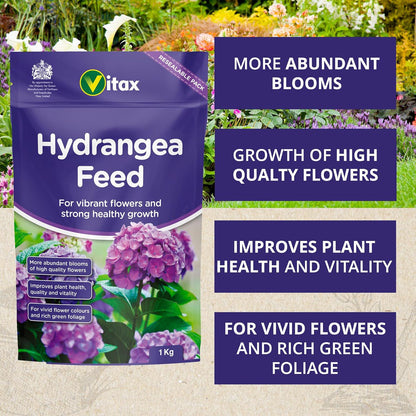 Vitax Hydrangea Feed | Added Magnesium and Iron | Reasealable Pouch 1kg