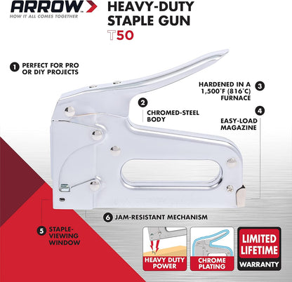Arrow AT50 Heavy Duty Staple Gun | 1 x Staple Gun