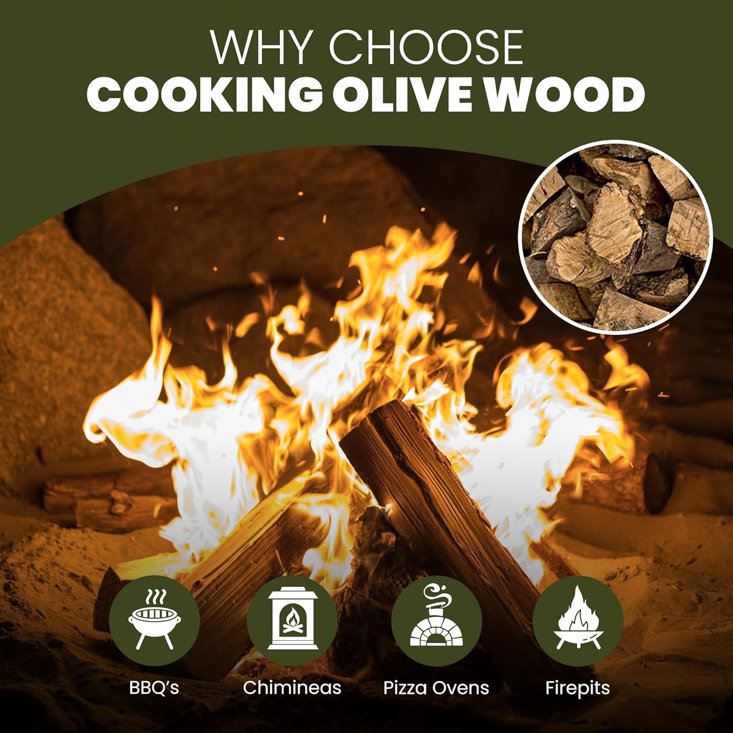 Green Olive Firewood Olive Hardwood Logs | 7.5kg Net | 20 Litre Pack