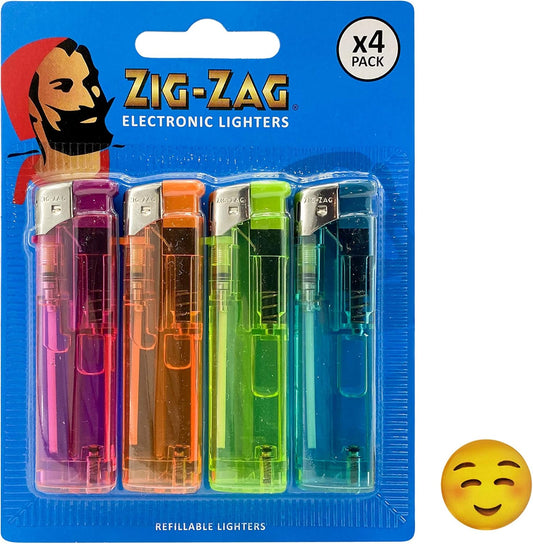 Zig-Zag Electronic Lighters, Pack Of 4