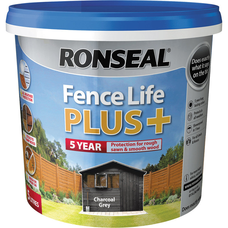 Ronseal Fence Life Plus+ Charcoal Grey 5 Litre.