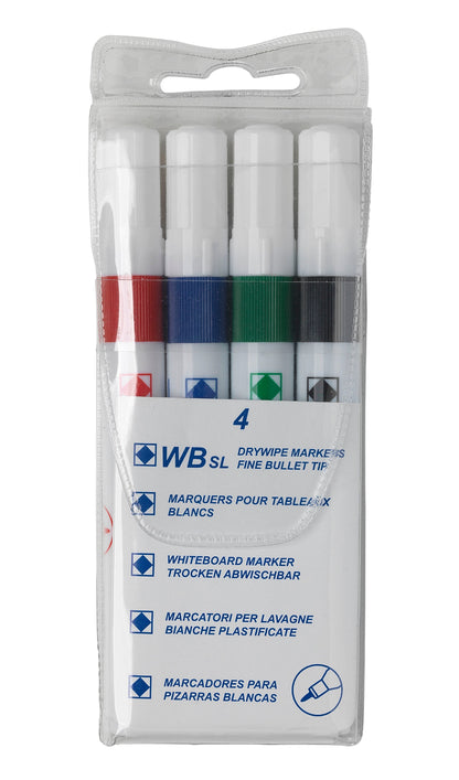 ValueX Whiteboard Marker Bullet Tip 2mm Line Assorted Colours (Pack 4) - 8710WT4