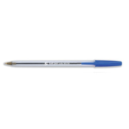 5 Star Ball Pen Medium 1mm Tip 0.4mm Line Clear Barrel Blue (Pack of 50) 901791