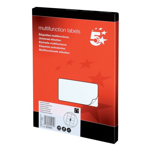 5 Star Multipurpose Labels Laser Copier Inkjet 105x71mm White (Pack of 800) 903865
