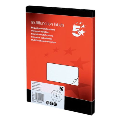 5 Star Multipurpose Labels Laser Copier Inkjet 105x71mm White (Pack of 800) 903865