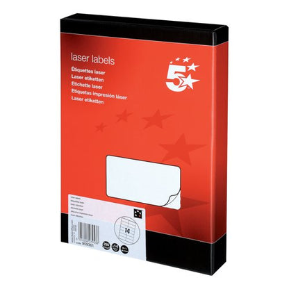 5 Star Multipurpose Labels Laser Copier Inkjet 99.1x38.1mm White (Pack of 3500) 909361