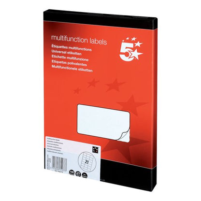5 Star Multipurpose Labels Laser Copier Inkjet 70x42.4mm White (Pack of 2100) 913977