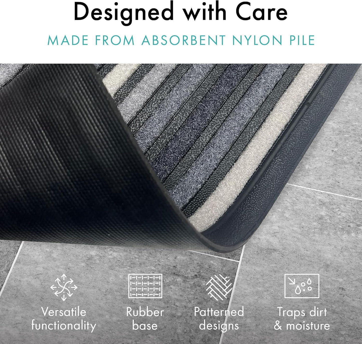 Scrape 'N' Sorb Premium Doormat |Welcome Grey | 45 x 60cm | Durable Nylon Pile