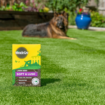 Miracle-Gro Soft & Lush Lawn Seed | Coverage 28m2 / 840g Box.