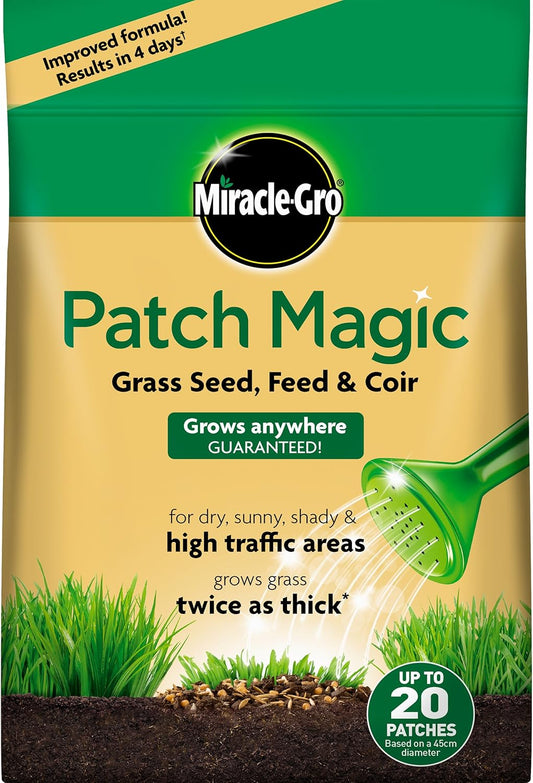 Miracle-Gro Patch Magic Grass Seed, Feed And Coir 1.5Kg - 20 Patches.