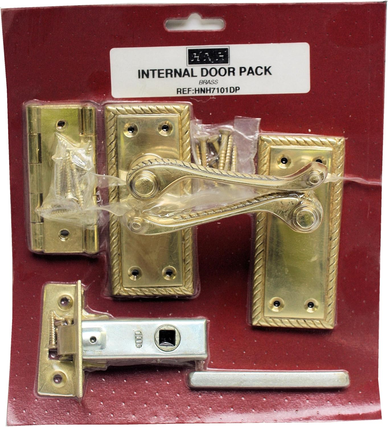 Securit Georgian Brass Internal Cylinder Lock Handle Pack 45/50mm