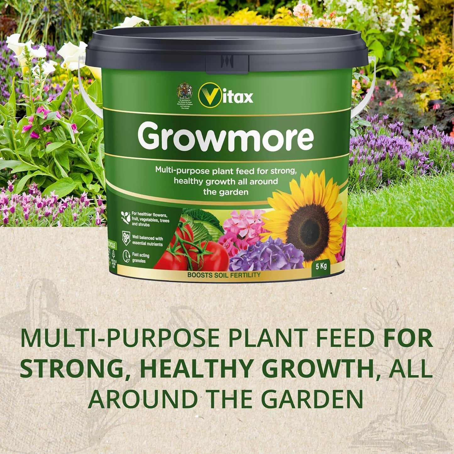 Vitax Growmore, General Purpose Fertiliser ,5Kg Tub