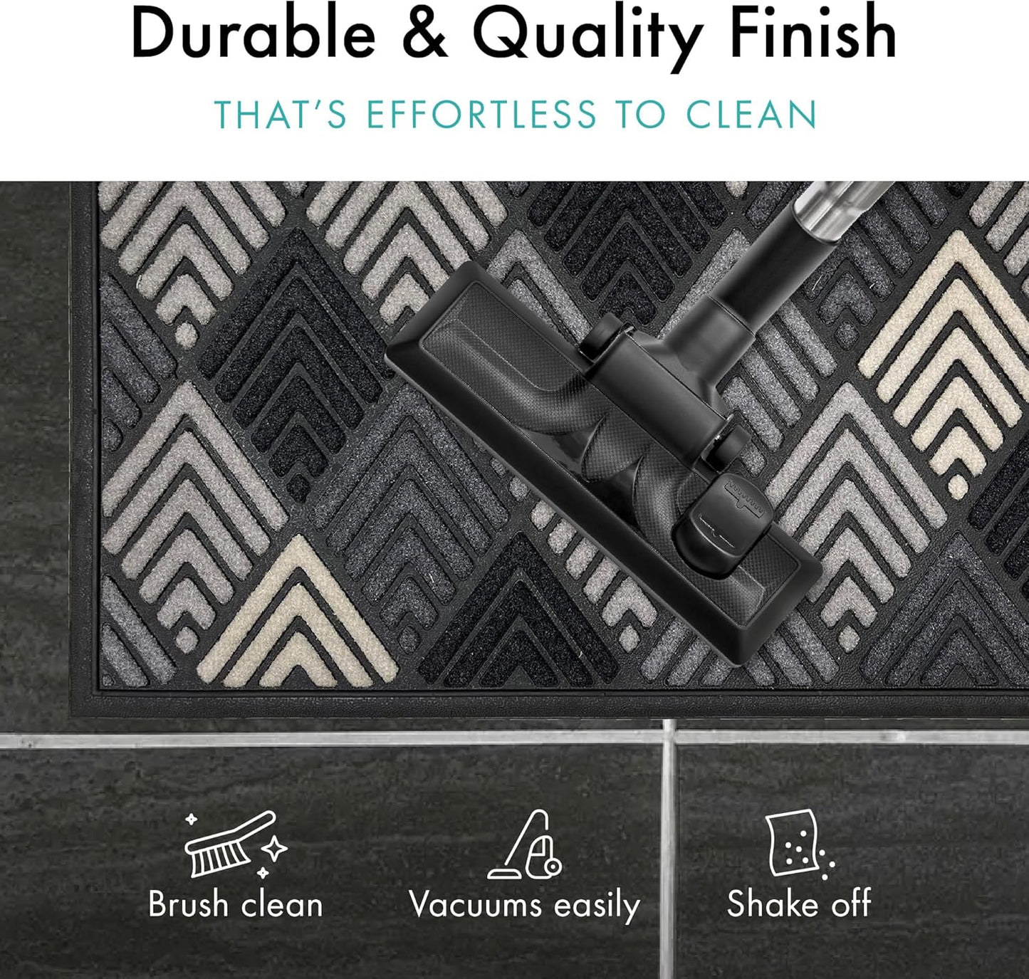 Scrape Sorb Premium Doormat | Diamond Grey | 45 x 75cm | Durable Nylon Pile