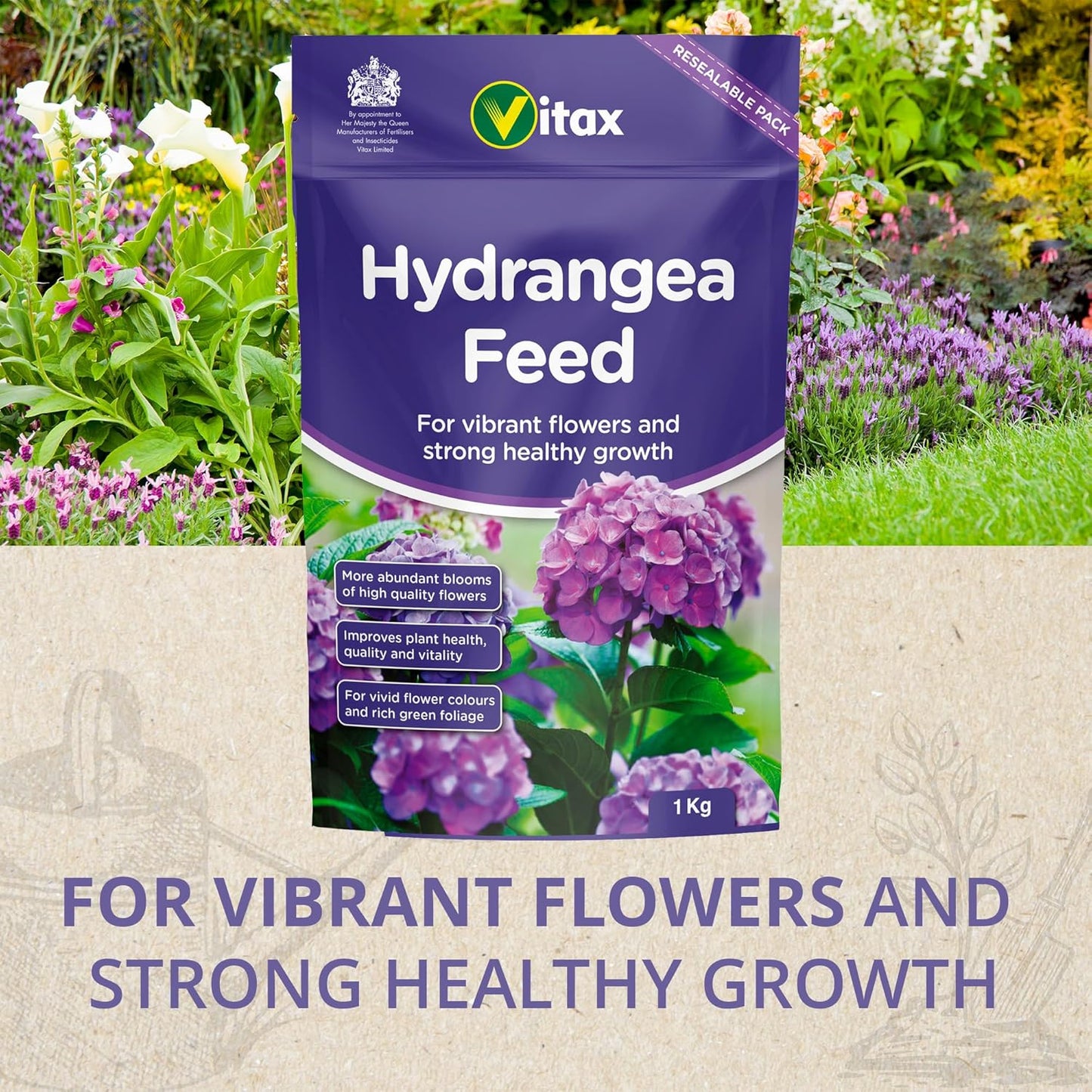 Vitax Hydrangea Feed | Added Magnesium and Iron | Reasealable Pouch 1kg