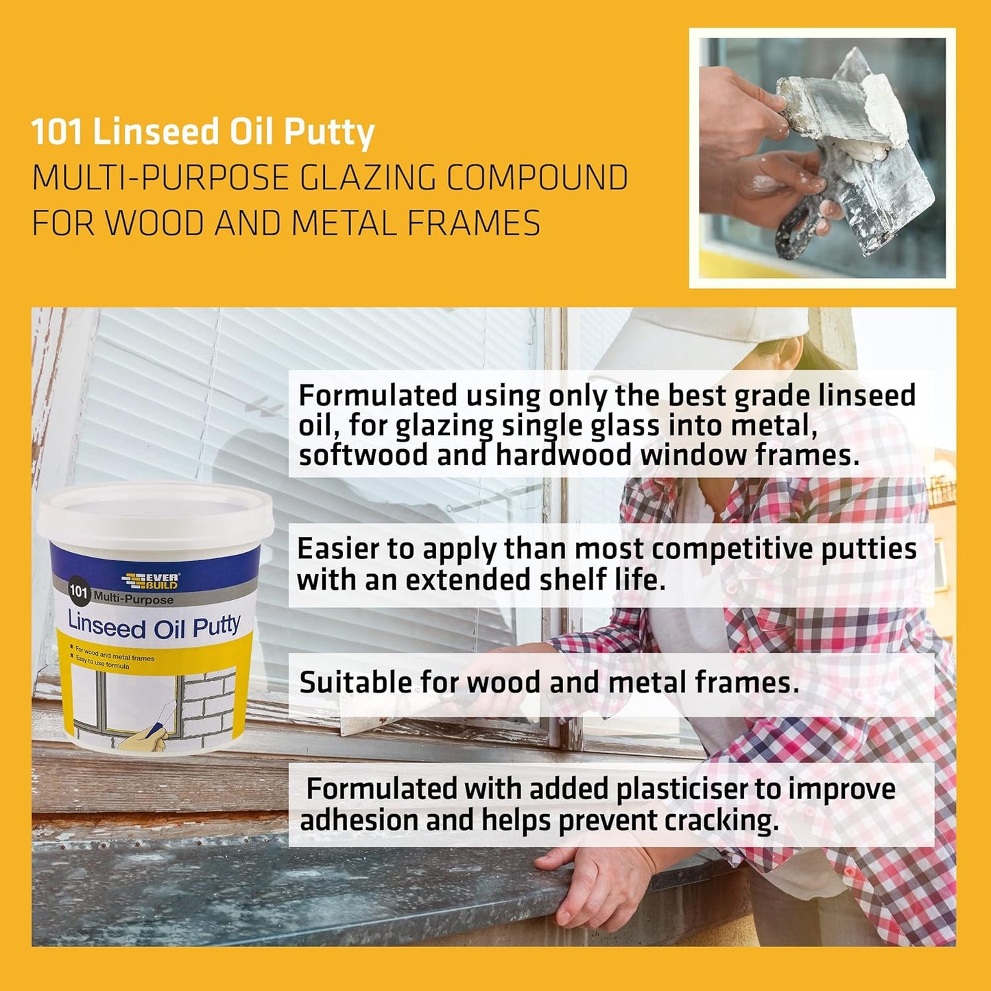 Everbuild 101 Multi-Purpose Linseed Oil Putty Brown 1Kg