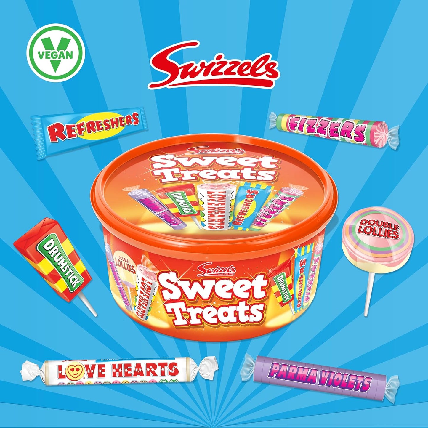 Swizzels Sweet Treats Tub 600g | Swizzels Sweet Shop Favourites | 3 Pack