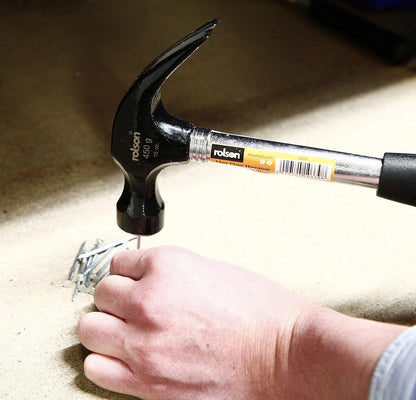 Rolson 10339 16 oz Claw Hammer Tubular Steel, Silver Black