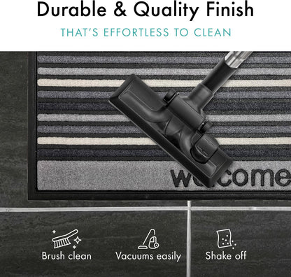 Scrape 'N' Sorb Premium Doormat |Welcome Grey | 45 x 60cm | Durable Nylon Pile