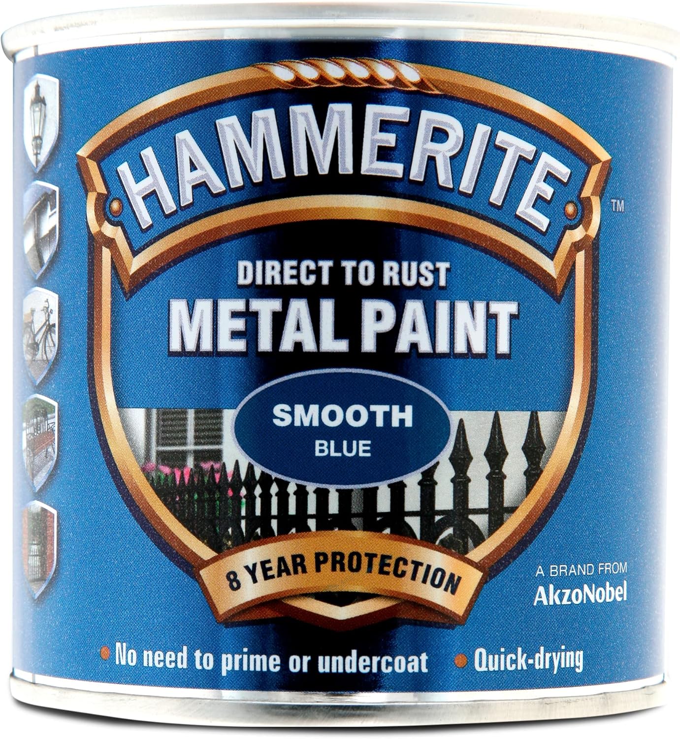 Hammerite 5084884 Direct To Rust Metal Paint - Smooth Blue Finish 250Ml