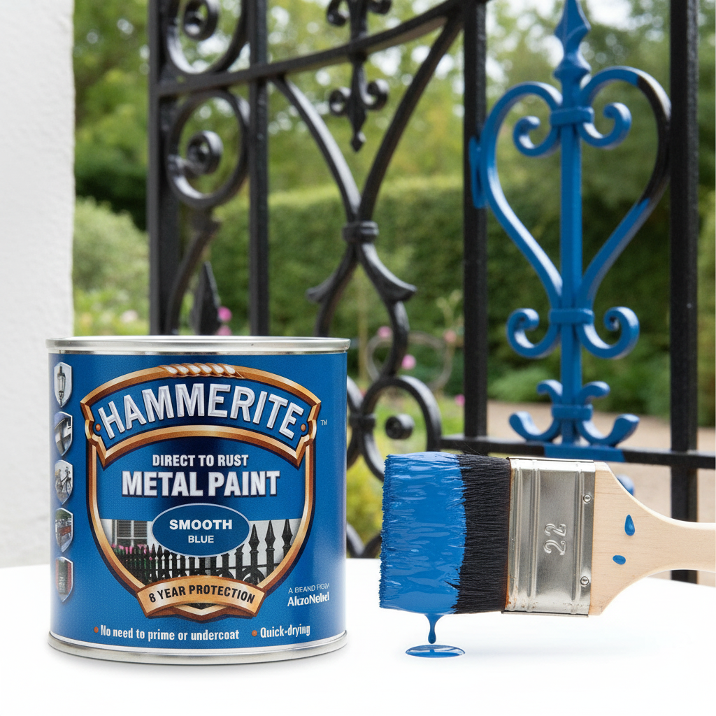 Hammerite 5084884 Direct To Rust Metal Paint - Smooth Blue Finish 250Ml