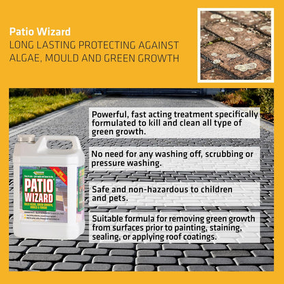 Everbuild Patio Wizard CONCENTRATE | Protection Against Moss, Algae, Green Growth 5L