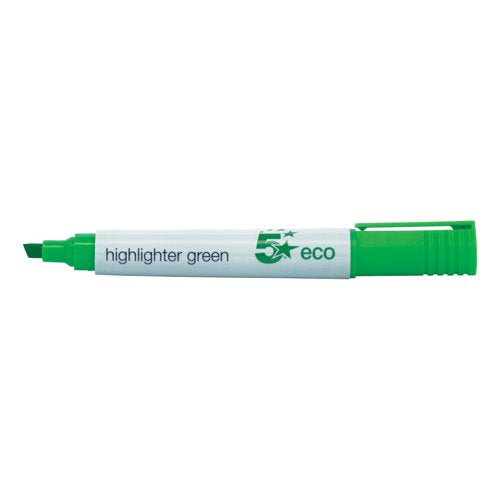 5 Star Highlighter Chisel Tip 1-5mm Line Green (Pack of 10) 938055