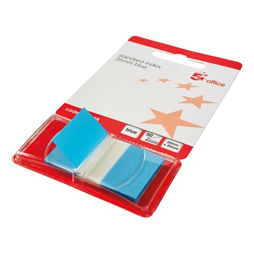 5 Star Standard Index Flags 25x45mm 50 Flags per Pad Blue 938198