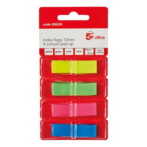 5 Star Index Flags 12x45mm 40 Flags per Colour x4 Colours 938225