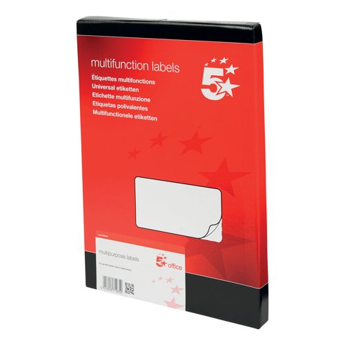 5 Star Multipurpose Labels Laser Copier Inkjet 99x57mm White (Pack of 1000) 940429
