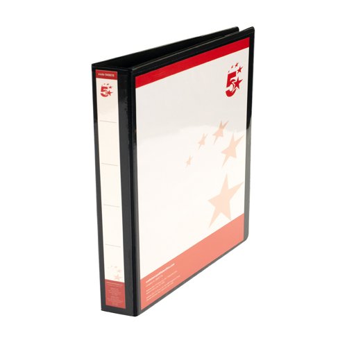 5 Star 2D-Ring Presentation Ring Binder A4 Polypropylene 25mm Black (Pack of 10) 940678