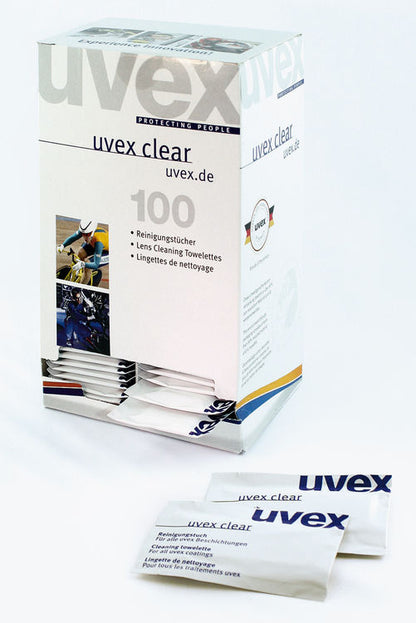 Uvex Formulated Wrapped Cleaning Towelettes Box x 100 - UK BUSINESS SUPPLIES
