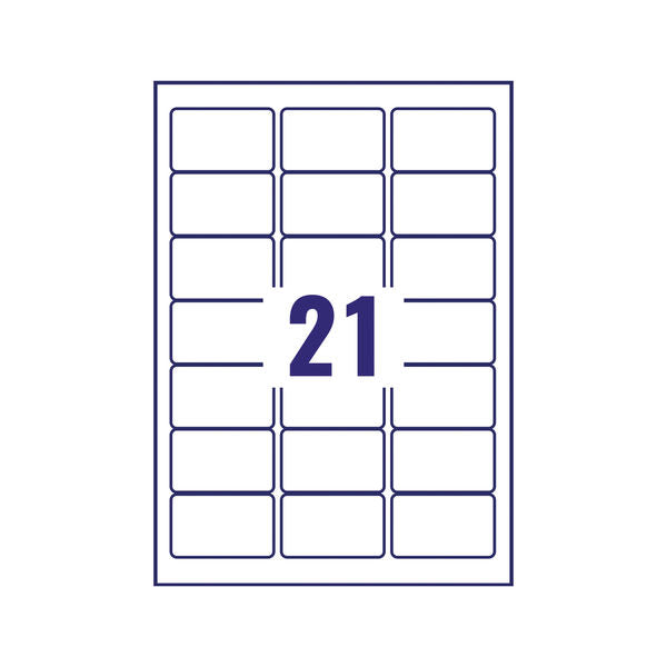 Avery Heavy Duty Labels Laser 21 per Sheet 63.5x38.1mm White Ref L7060-20 [420 Labels]