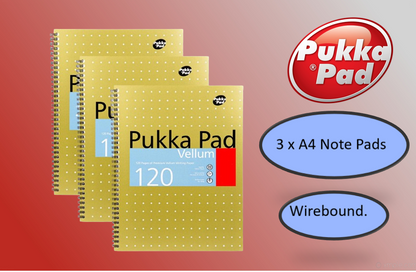 Pukka Pads A4 Vellum Wirebound Notebook 80gsm (Pack 3)