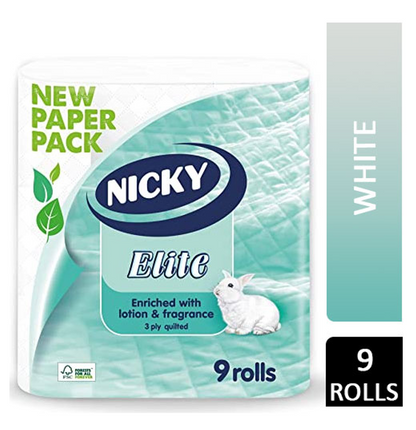 Nicky Elite FSC White Toilet Rolls 9 Pack