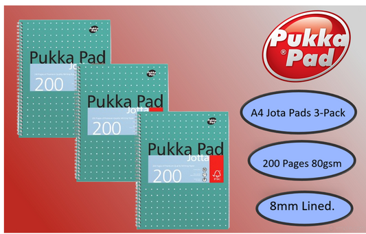 Pukka Pad Ruled Wirebound Metallic Jotta Notebook 200 Pages A4 (Pack of 3) JM018