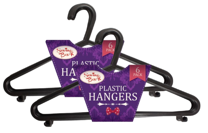 Plastic Full Size Clothes Hangers | 1 x 6 Pack Hanger Bundle.