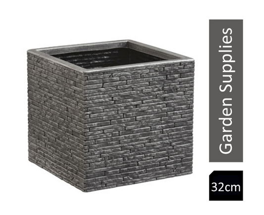 Strata Slate Pewter 32cm Short Square Planter (GN686-PEW)