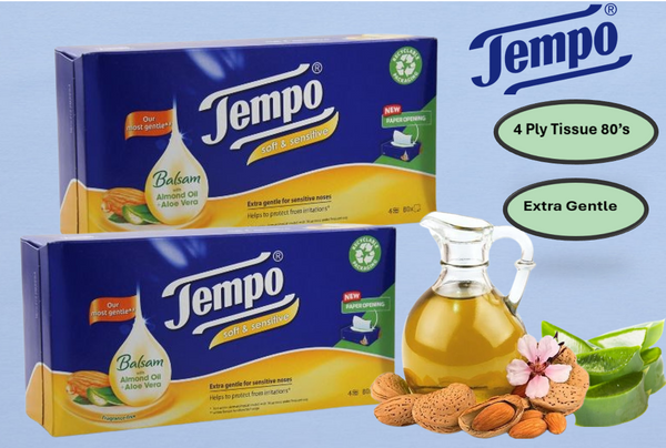 Tempo Balsam Soft & Sensitive Tissues Almond Oil & Aloe Vera 12 x 80's 4ply