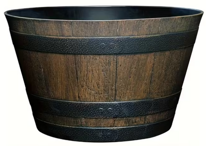 Fixtures Half Barrel Cask Planter Brown 40cm x 27cm.