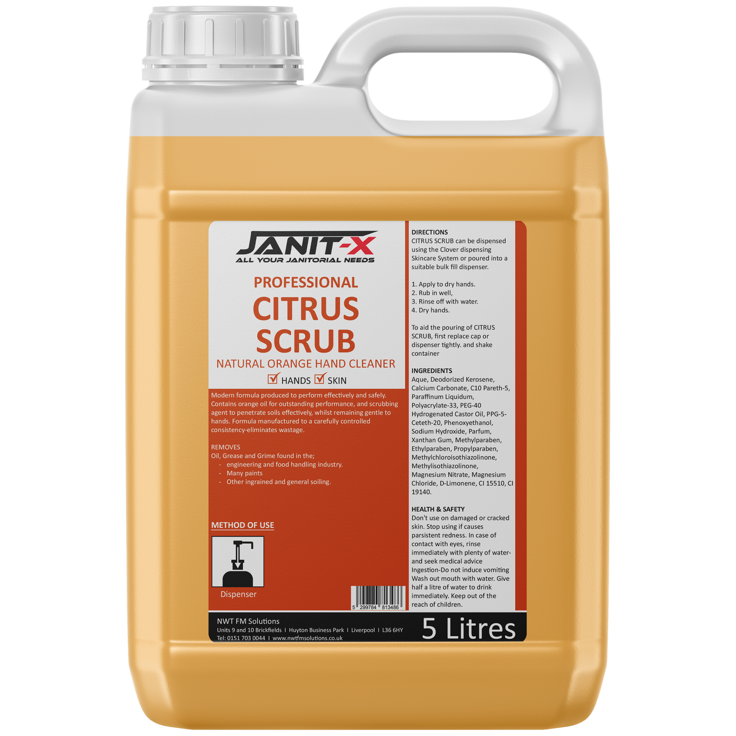 Janit-X Professional Citrus Scrub 5 Litre {Engineers & Mechanic Tough Cleaning Agent}