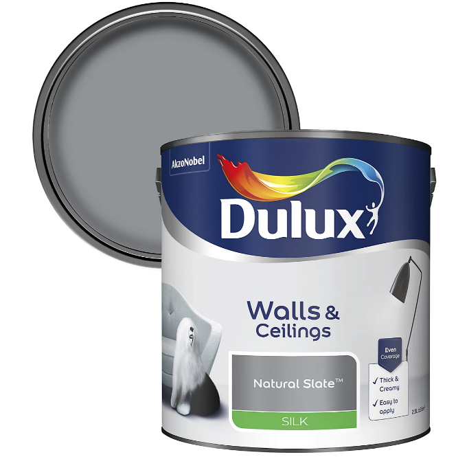 Dulux Silk Emulsion Paint For Walls And Ceilings - Natural Slate 2.5 Litres
