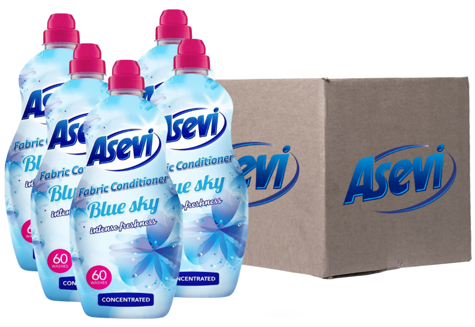 Asevi Fabric Conditioner & Softener Concentrated | 1380ml | 60 Wash | BLUE SKY | 3 Pack Bundle