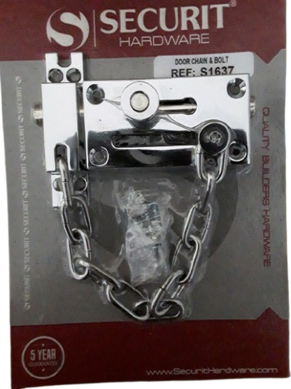 Securit Slide Latch Bolt & Chain | Stainless Steel |  S1637 | Easily Fitted Door Security