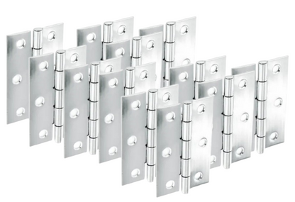 Securit Chrome Polished Butt Hinges 75mm(3") S4302 | 4 Piece Set