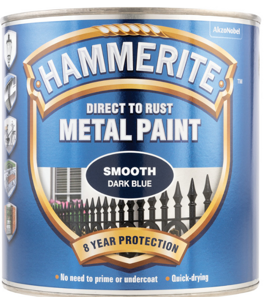 Hammerite 2.5L Direct To Rust Smooth Finish - Dark Blue