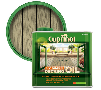 Cuprinol UV Guard | Natural Oak | UV Resistant | Decking Wood Oil, 2.5Litre