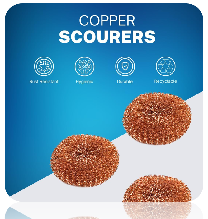 Copper Plated Scourers | 3 Pack | Tough & Abrehessive